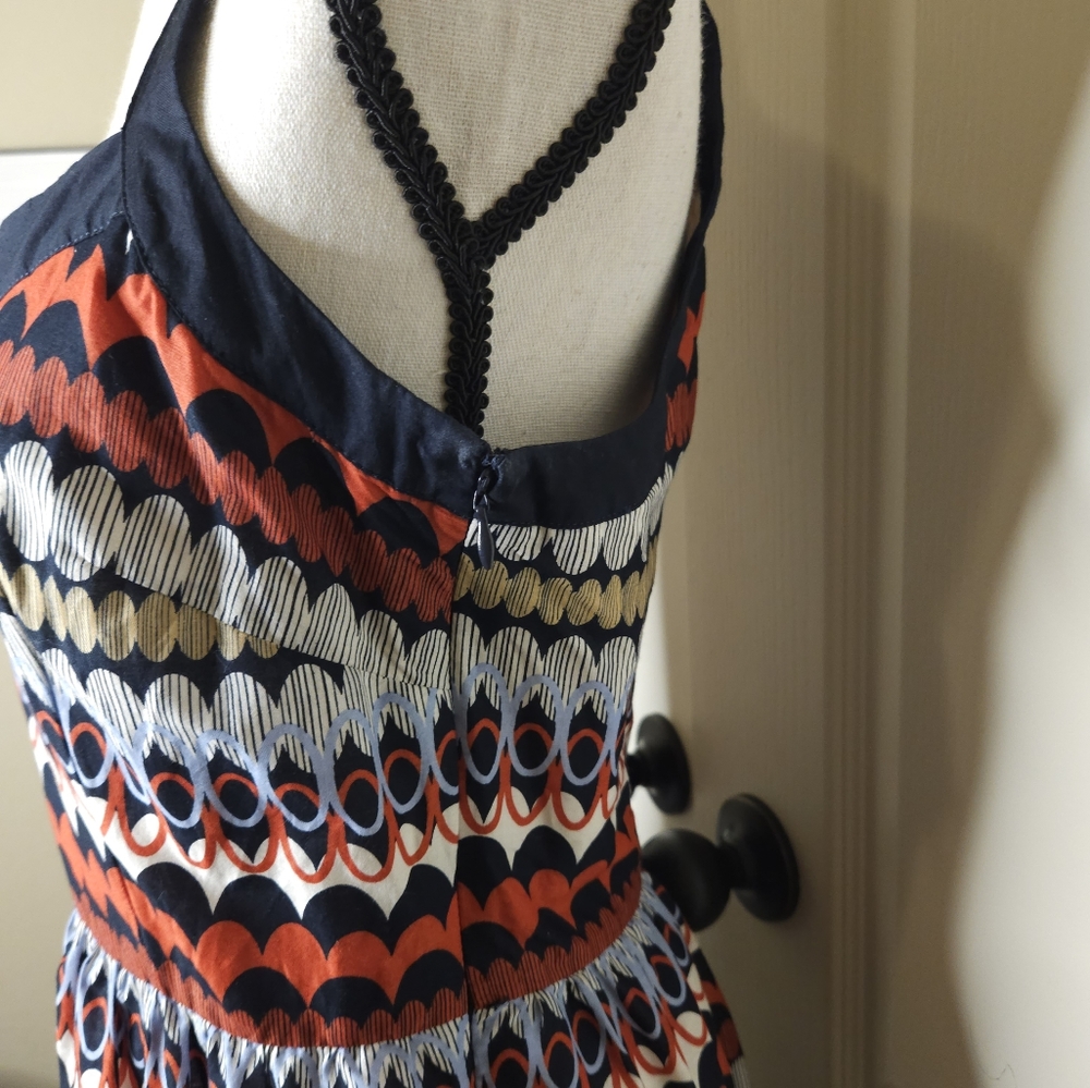 HP! ANN TAYLOR LOFT Womens Black, Red, White, Blue Geometric Print Dress - Picture 5 of 6